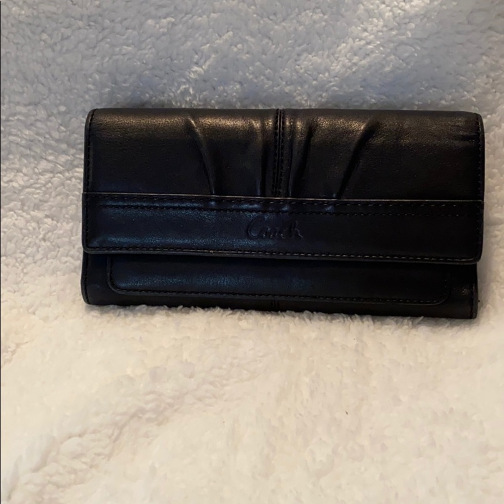 Coach black trifold wallet